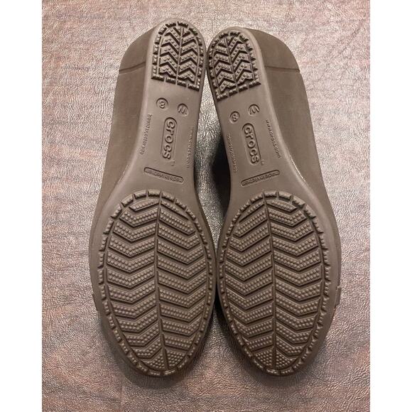 Crocs Brown Wedge Heels with Tortoiseshell‎ Cap Toe Size 8 Women’s Career Office - Picture 6 of 8